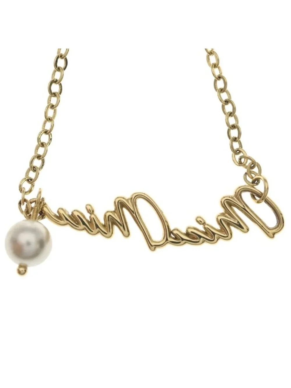 Miu Miu Logo Pearl Bracelet Gold